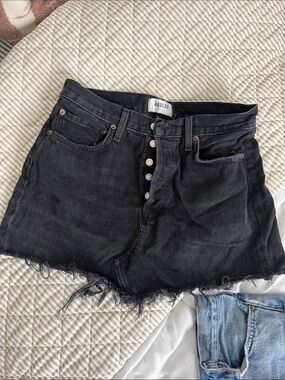Agolde Black Frayed Button-Fly Denim Shorts
